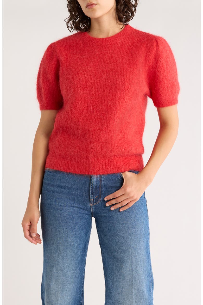 Puff Short Sleeve Suri Alpaca Blend Sweater, Main, color, CHERRY RED