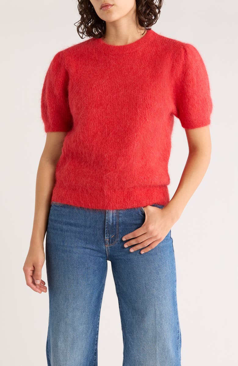 Marine Layer Puff Short Sleeve Suri Alpaca Blend Sweater, Main, color, Cherry Red