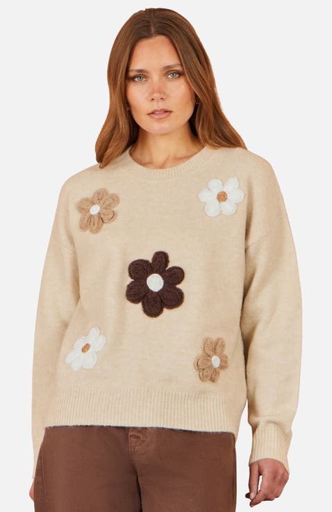 Relaxed Crochet Flower Jumper