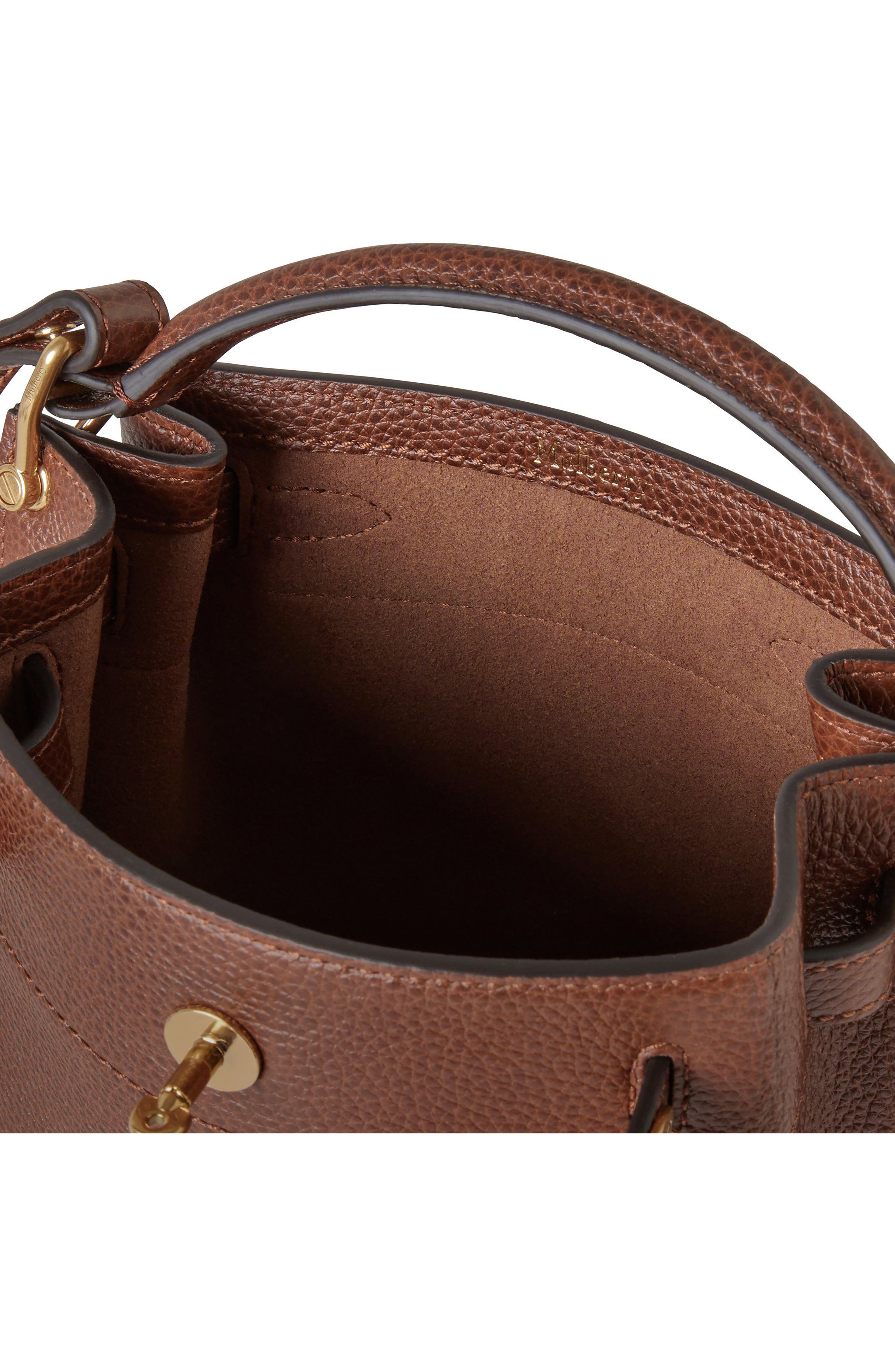 Mini Islington Leather Bucket Bag, Alternate, color, OAK