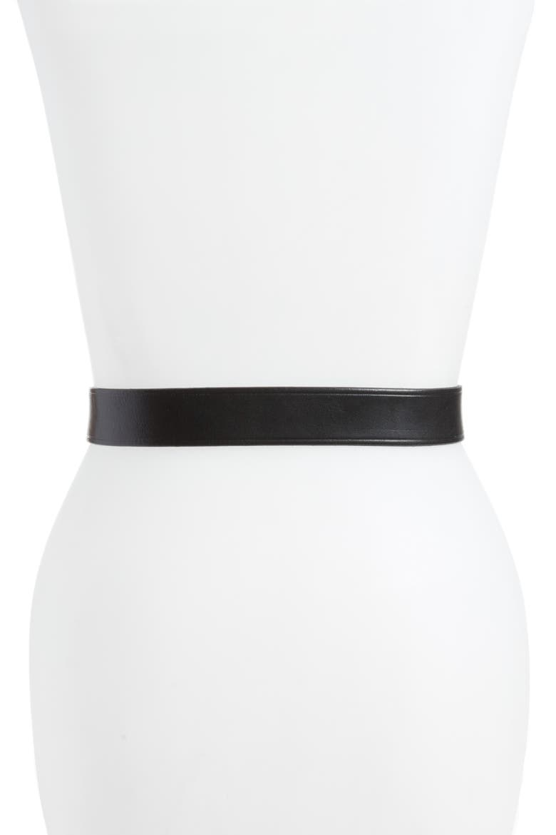 Medium Perfect Leather Belt, Alternate, color, TRUE BLACK/ GOLD