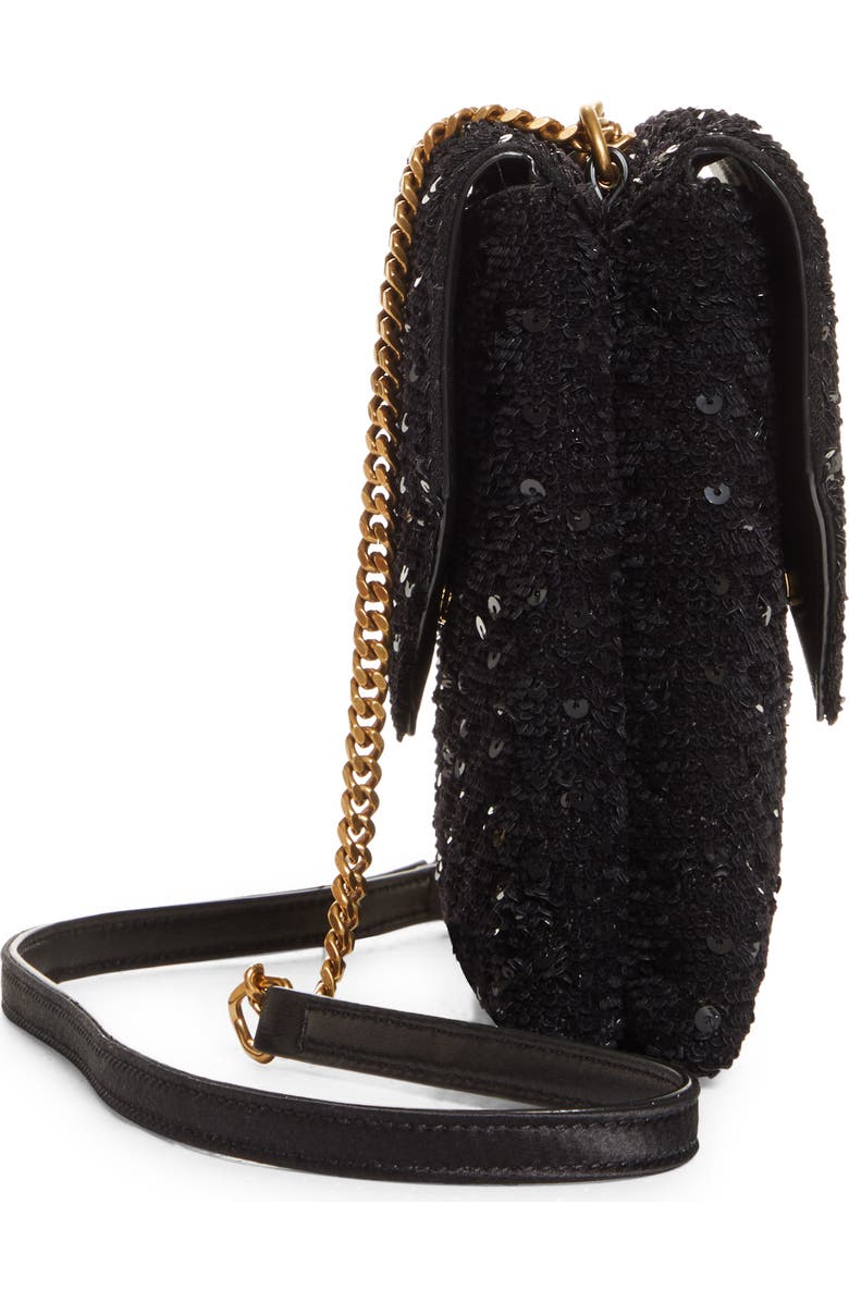 Saint Laurent Sequin Double Flap Crossbody Bag, Alternate, color,