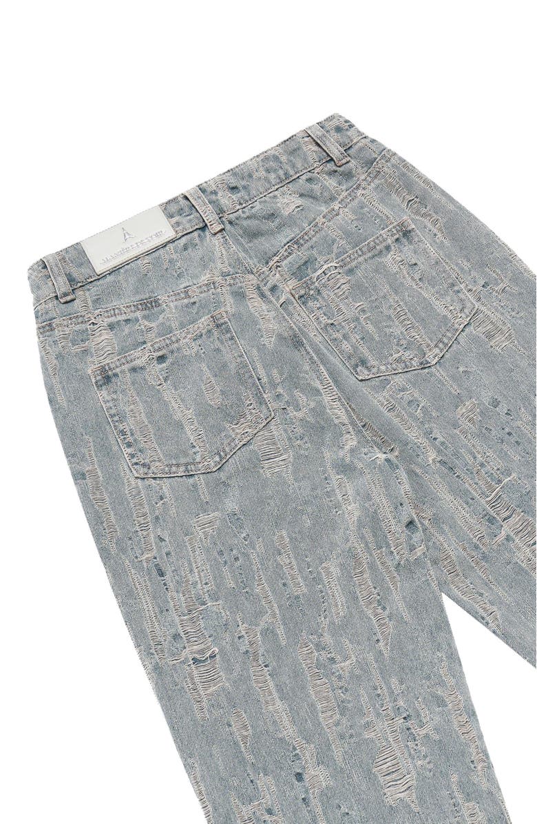 Manière De Voir Florence Distressed High Rise Straight Leg Jeans, Alternate, color, Mid Blue