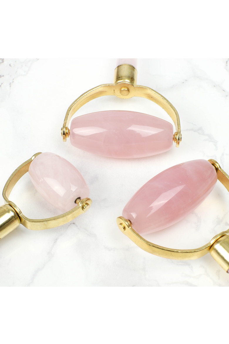 Premium Rose Quartz Facial Roller, Alternate, color, Pink