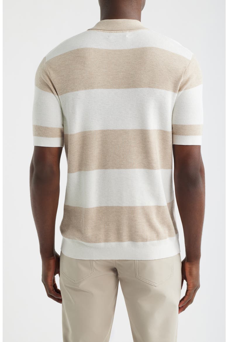 Stripe Rib Polo Sweater, Alternate, color, FLAX