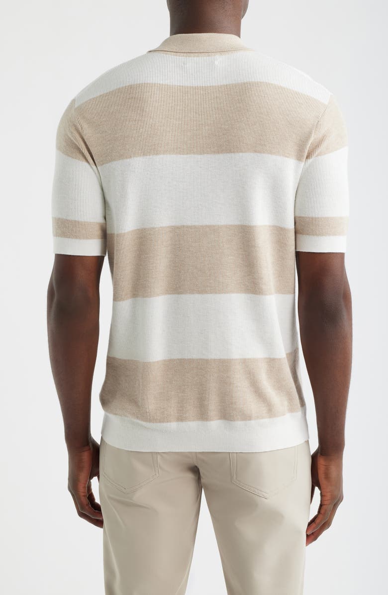 Scott Barber Stripe Rib Polo Sweater, Alternate, color, Flax