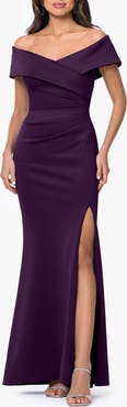 Xscape Evenings Long Ruched Scuba Gown