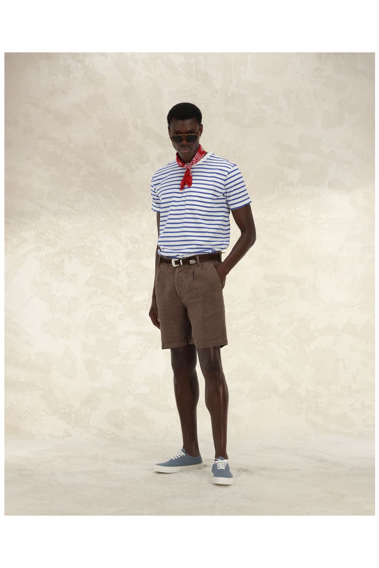 Beachshort Linen Bermuda Pleated Trousers, Alternate, color, BROWN