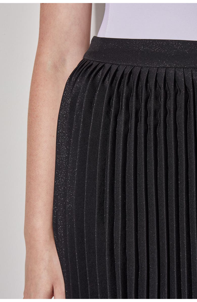 Ming Wang Midi Pleated Skirt Shimmer Woven, Alternate, color, Black/Silver