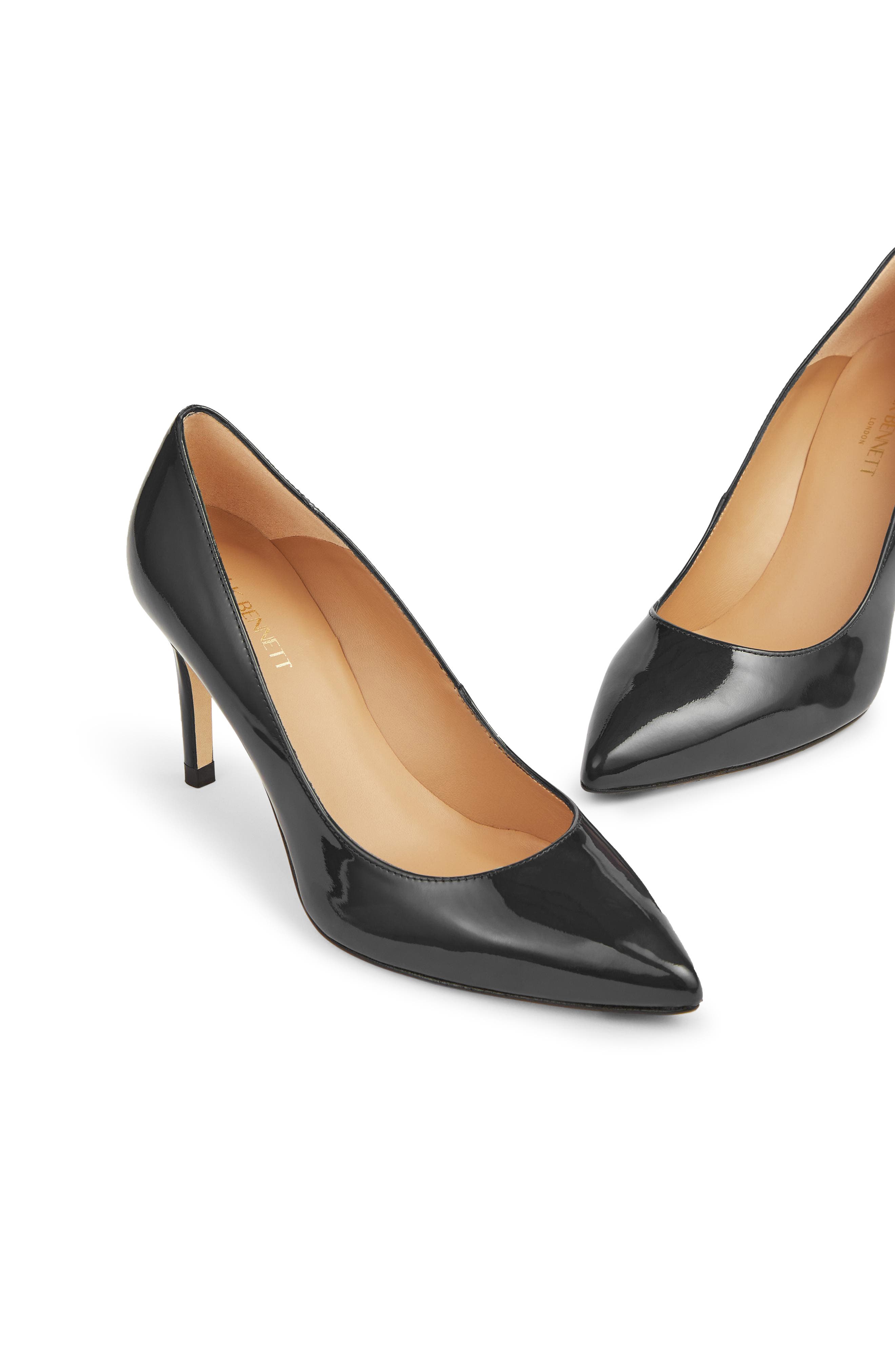 LK Bennett Floret Pointed Toe Pump, Alternate, color, Black Smooth