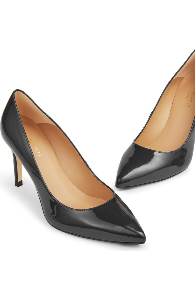 LK Bennett Floret Pointed Toe Pump, Alternate, color, Black Smooth