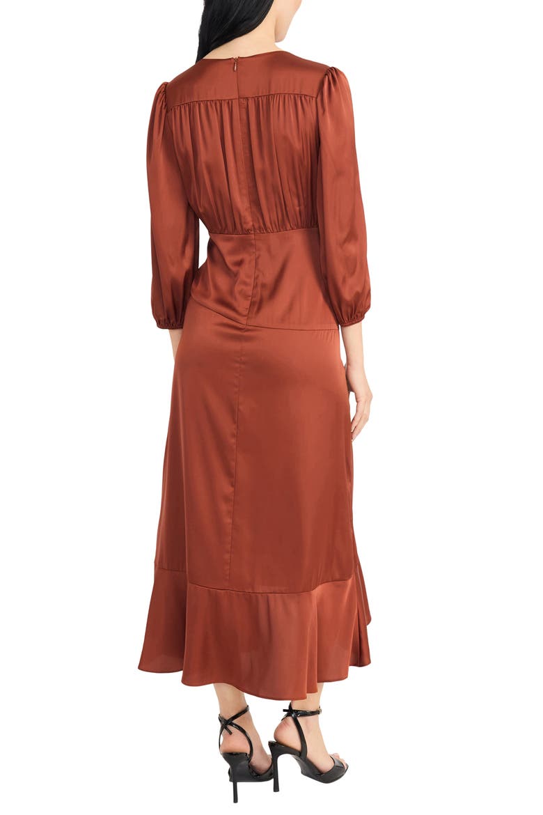 Front Tie Satin Dress, Alternate, color, FIRED BRICK
