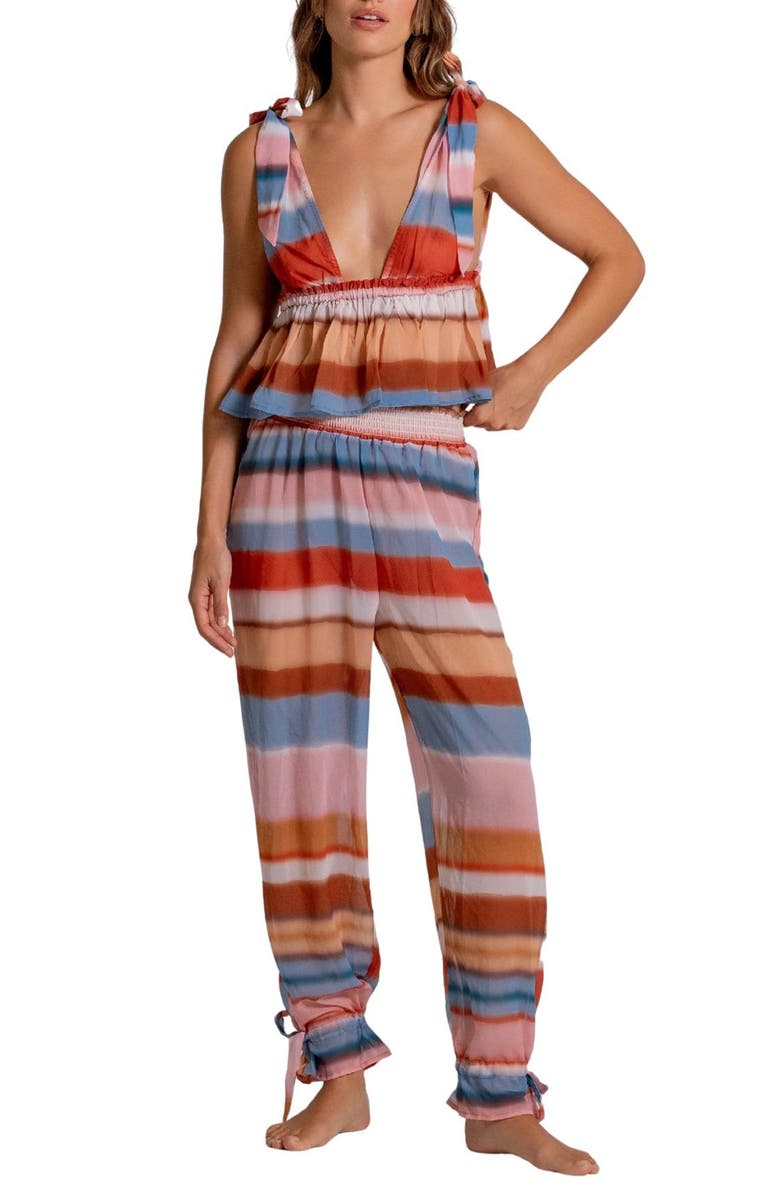 Cosita Linda Stripe Balloon Cover-Up Beach Pants, Alternate, color, Pink Multi
