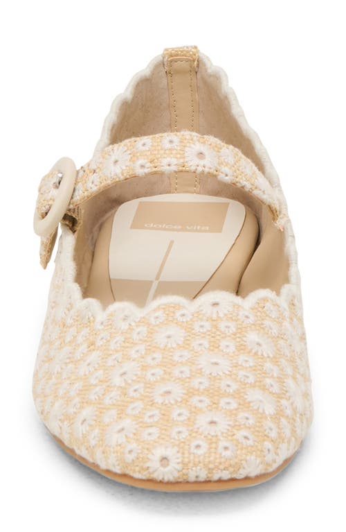 Dolce Vita Alexie Laser Cut Mary Jane Flat In Light Natural Raffia