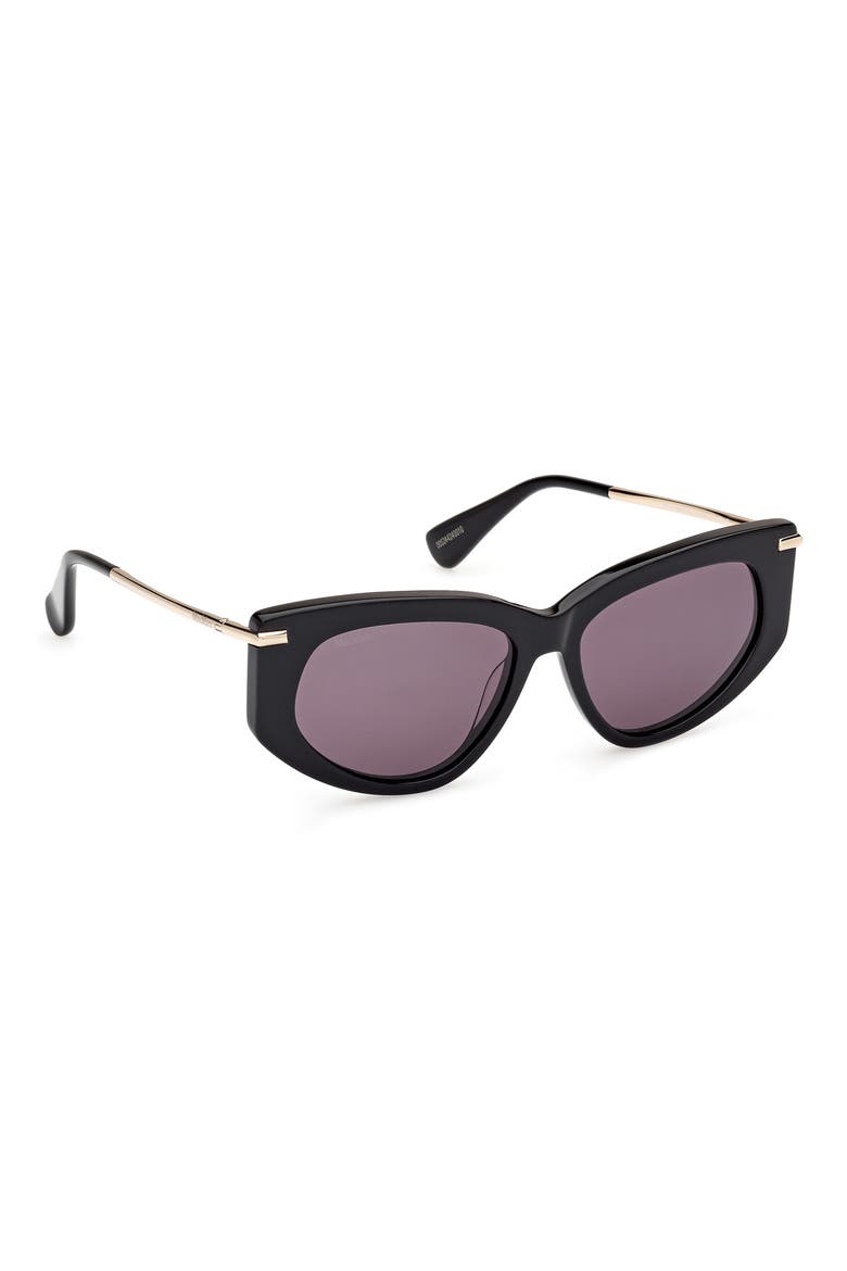 Beth 54mm Polarized Geometric Sunglasses, Alternate, color, SHINY BLACK / SMOKE