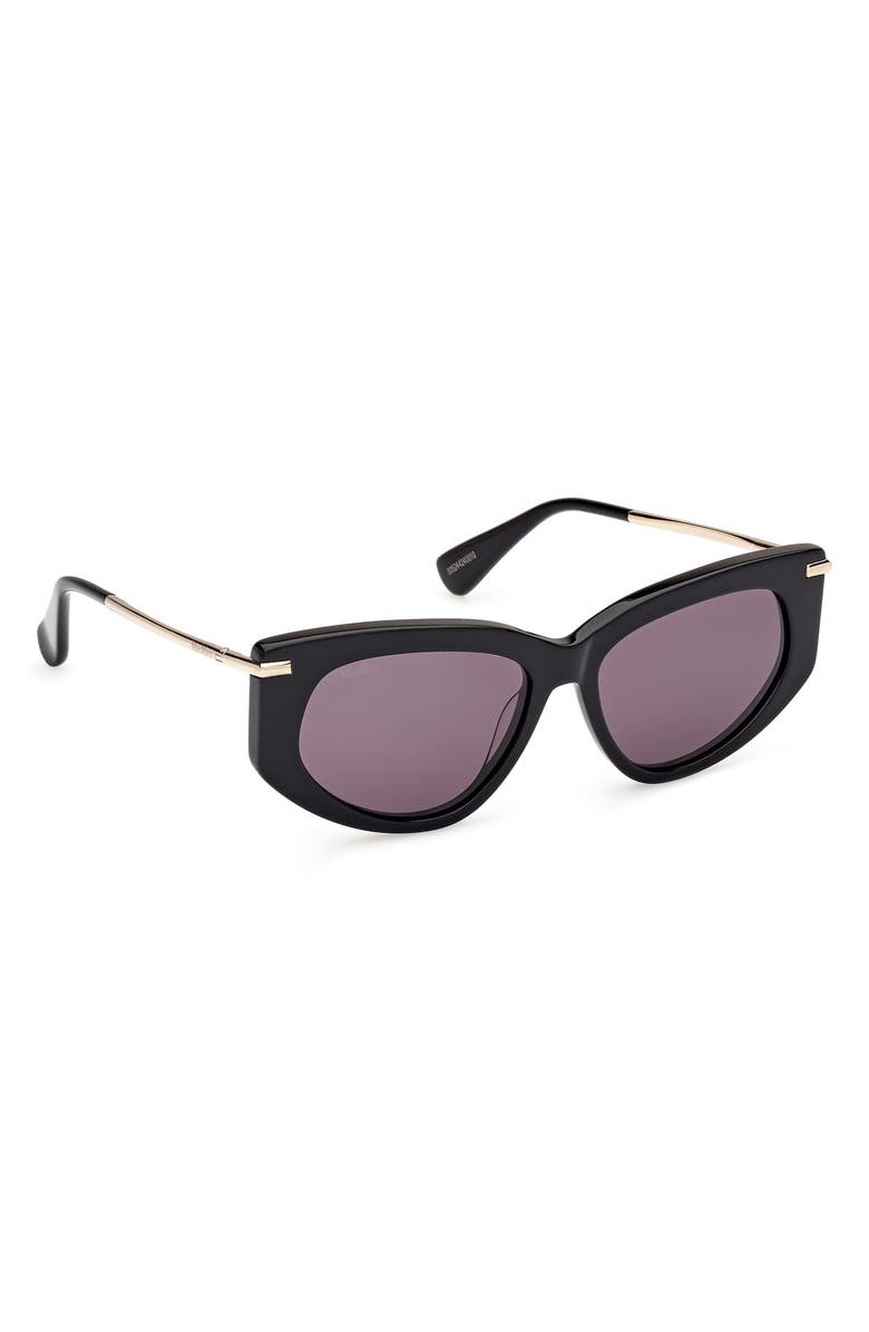 Max Mara Beth 54mm Polarized Geometric Sunglasses, Alternate, color, Shiny Black / Smoke