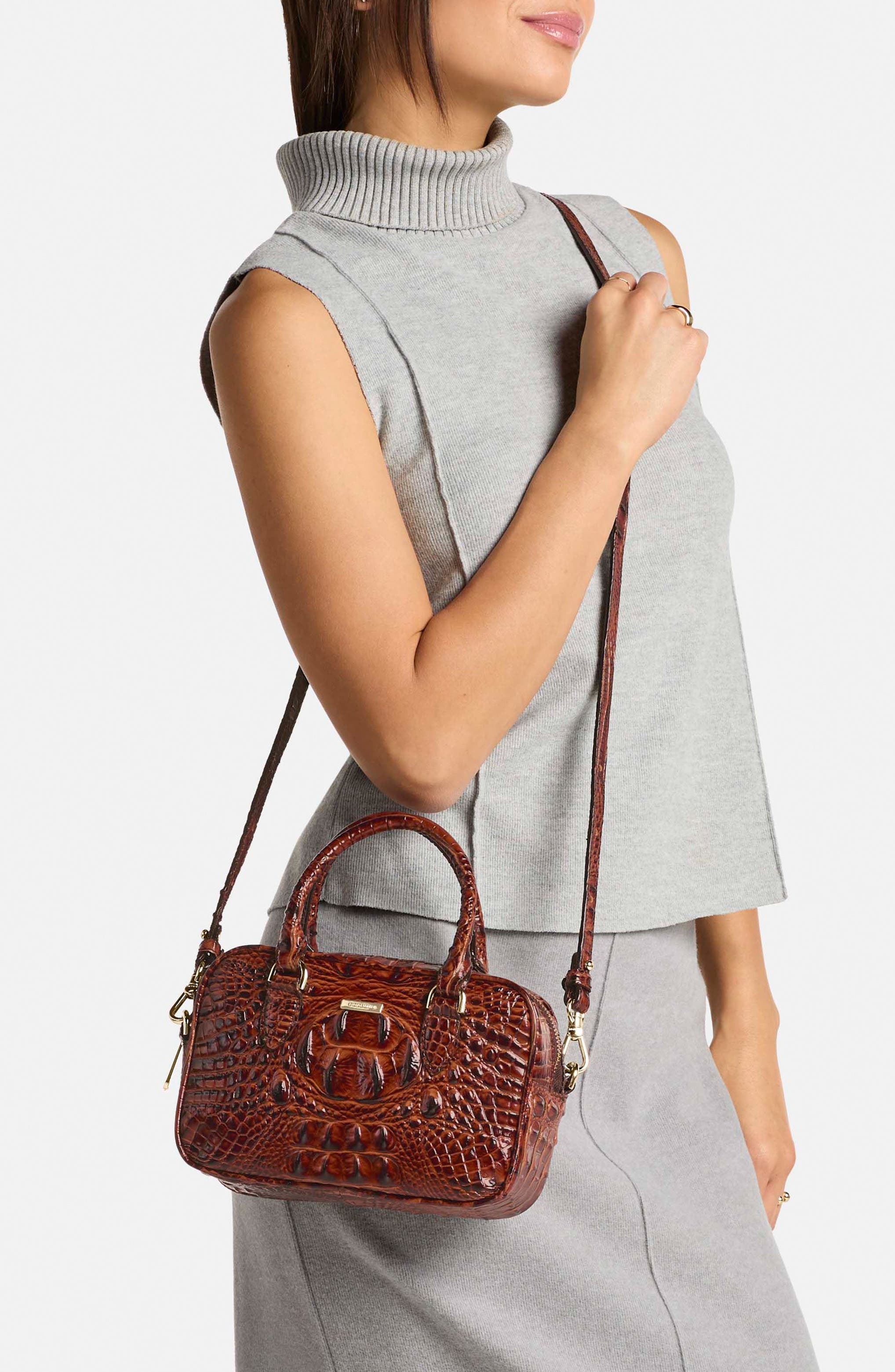 Brahmin Mara Croc Embossed Leather Top Handle Bag, Alternate, color, Picnic