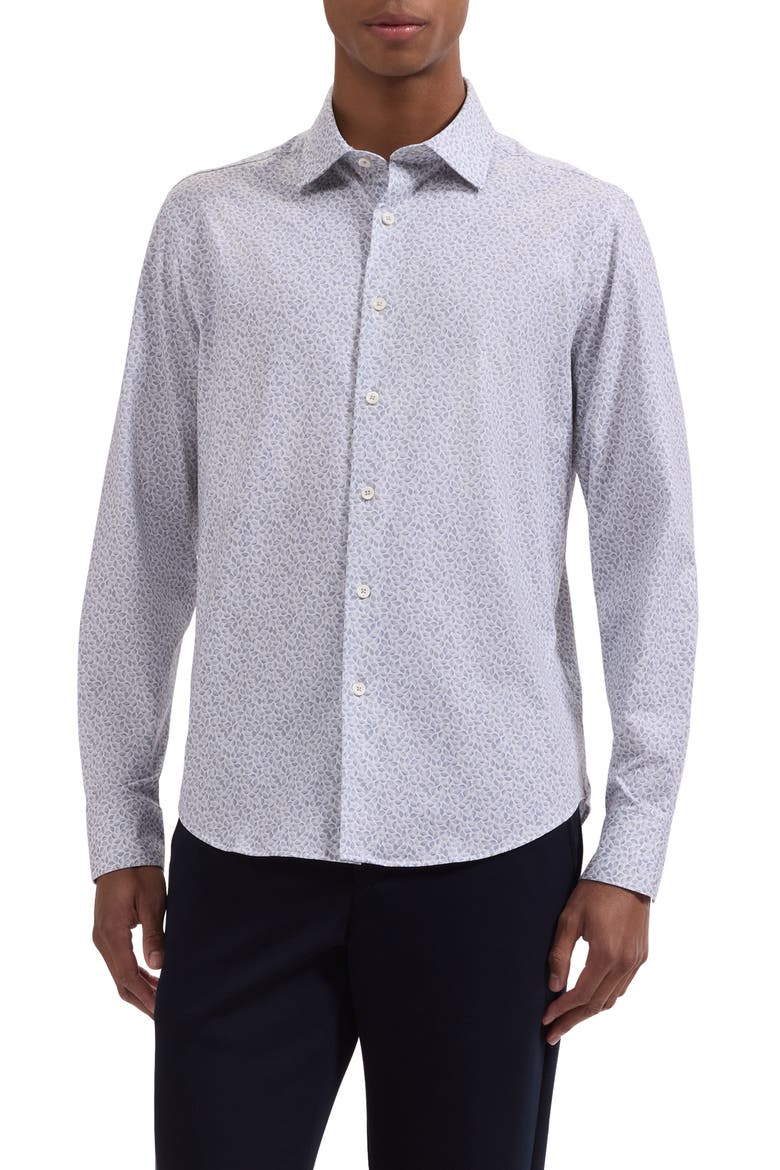 James OoohCotton® Leaf Print Button-Up Shirt, Main, color, SAND