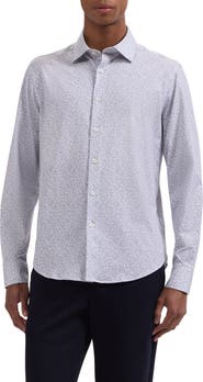 Bugatchi James OoohCotton® Leaf Print Button-Up Shirt