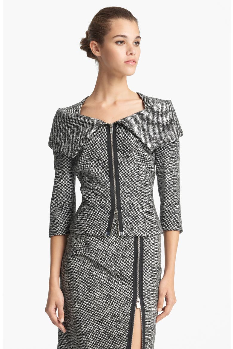 Origami Collar Tweed Jacket, Main, color, BLACK/ WHITE