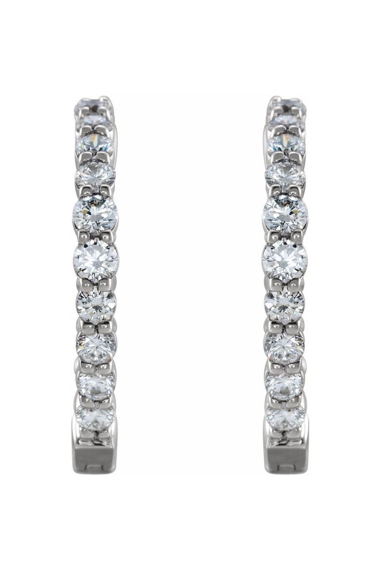 1 CT Lab-Grown Diamond Hoop Earrings in 14K Gold, Alternate, color, White