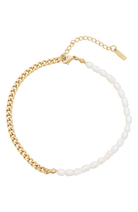 18K Gold & Freshwater Pearl Anklet