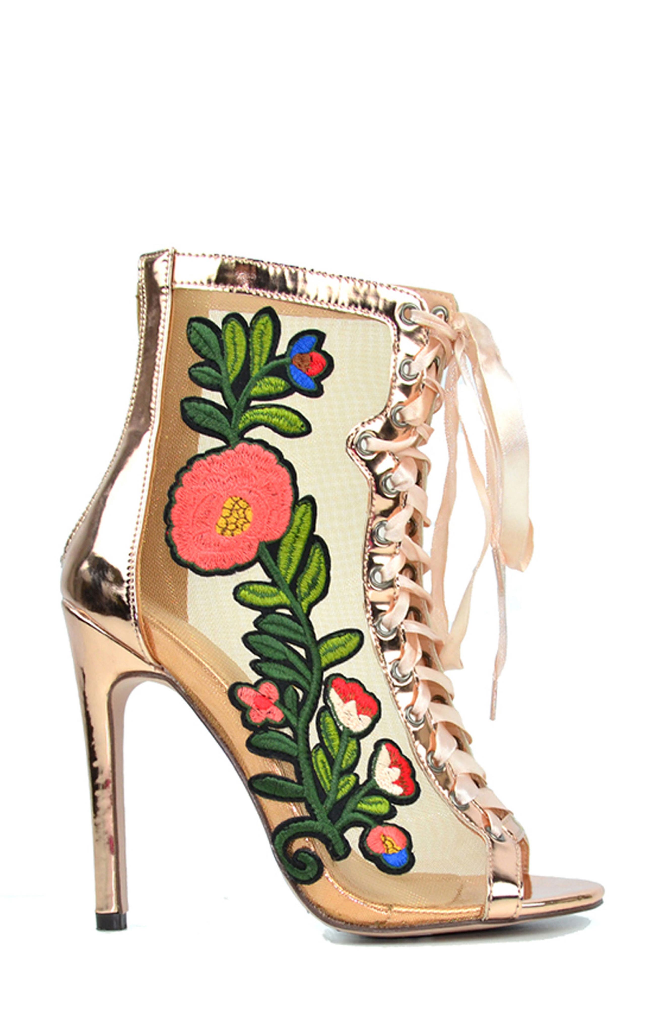 CHASE AND CHLOE Rhode Lace-Up Boot, Alternate, color, Rose/ Gold