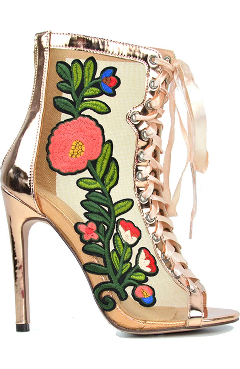 CHASE AND CHLOE Rhode Lace-Up Boot, Alternate, color, Rose/ Gold