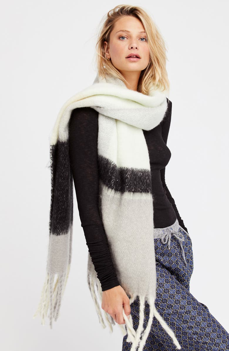 Free People Cameron Plaid Fringe Scarf, Alternate, color, 