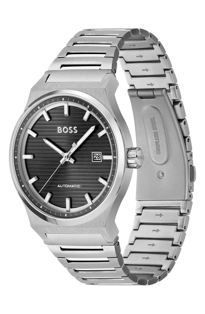BOSS Candor Automatic Bracelet Watch, 41mm, Alternate, color, Black Dial