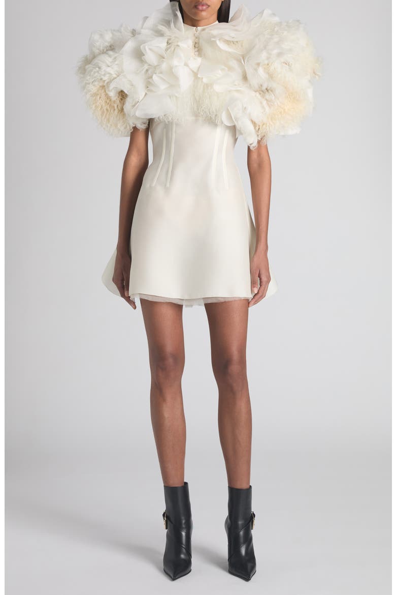 Corset Silk Minidress, Alternate, color, CHALK