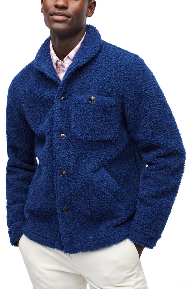 Slim Fit Fleece Shirt Jacket, Main, color, BRIGHT NAVY