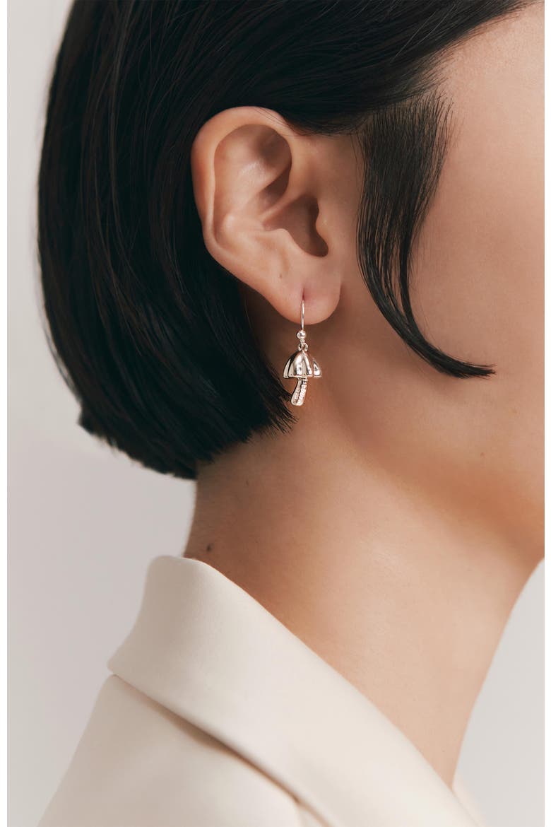Choco Mushroom Earrings, Alternate, color, Silver