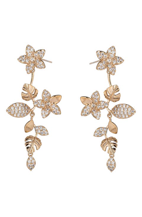 Noah CZ Floral Drop Earrings