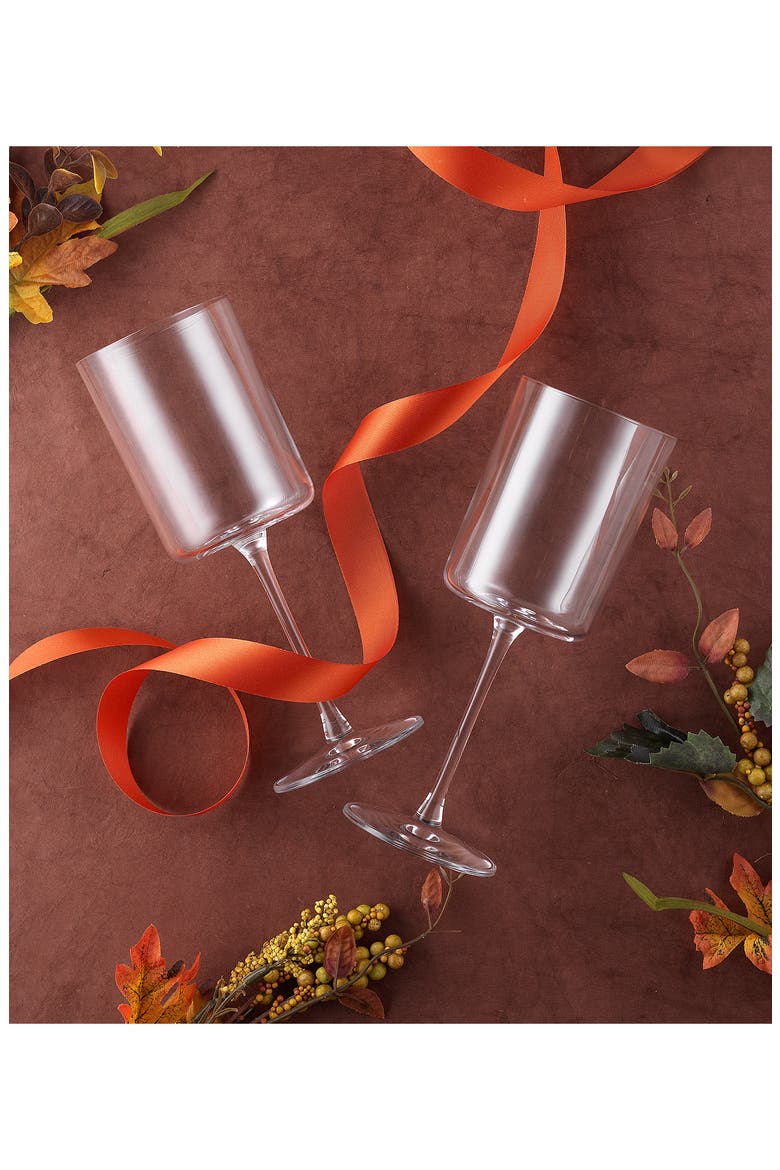 Claire Set of 2 Crystal Cylinder Wine Glasses, Alternate, color, CLEAR