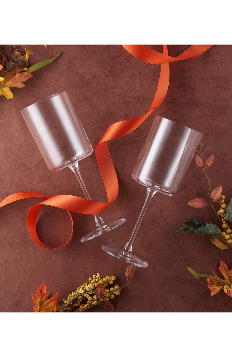 JoyJolt Claire Set of 2 Crystal Cylinder Wine Glasses, Alternate, color, Clear