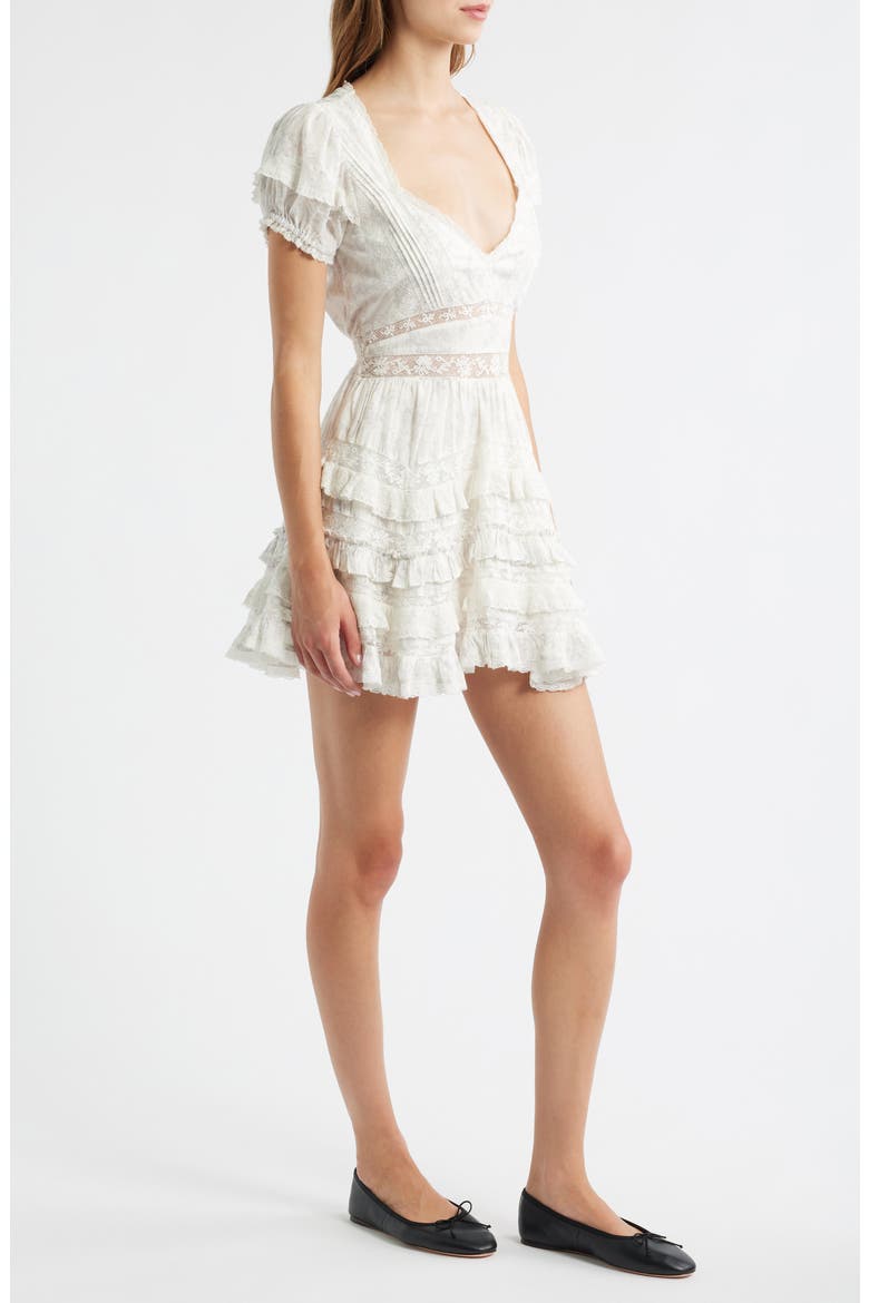 Nivara Lace Inset Tiered Cotton Mini Sundress, Alternate, color, CHANTILLY