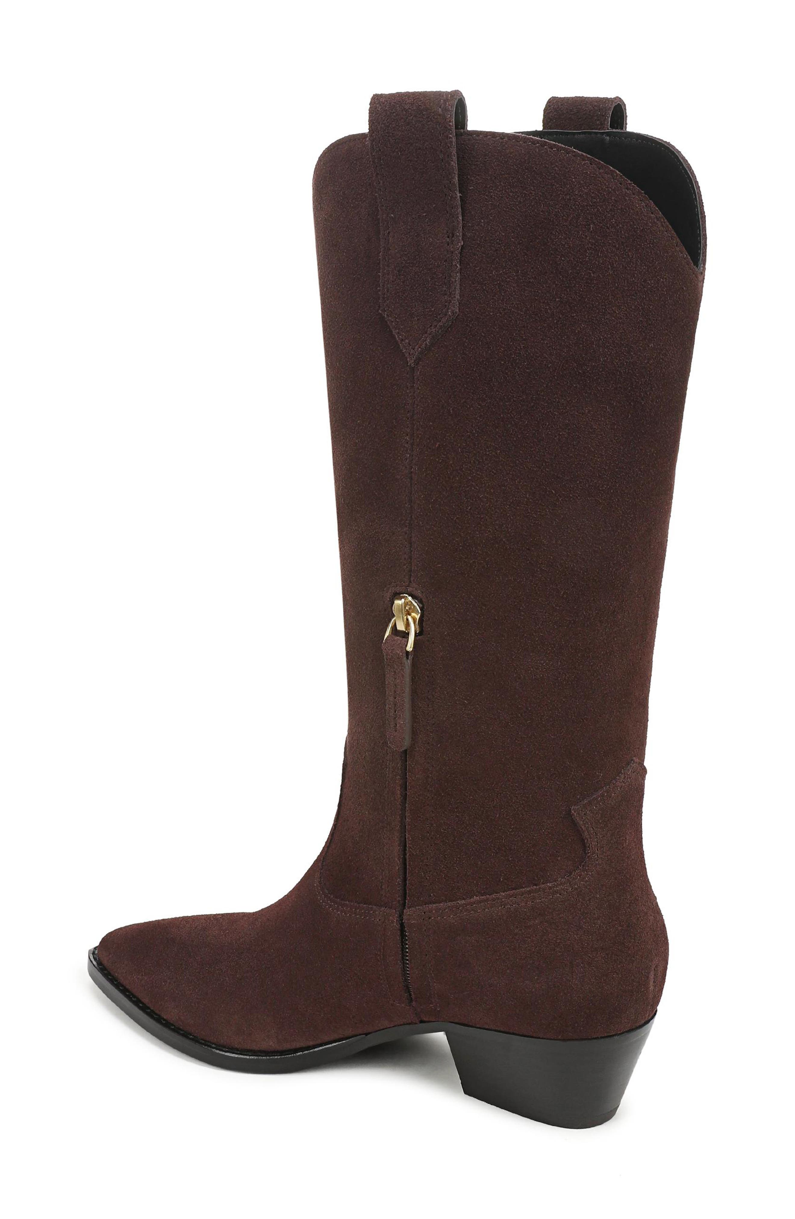Georgia Croc Embossed Leather Boot, Alternate, color, BROWN CHICORY
