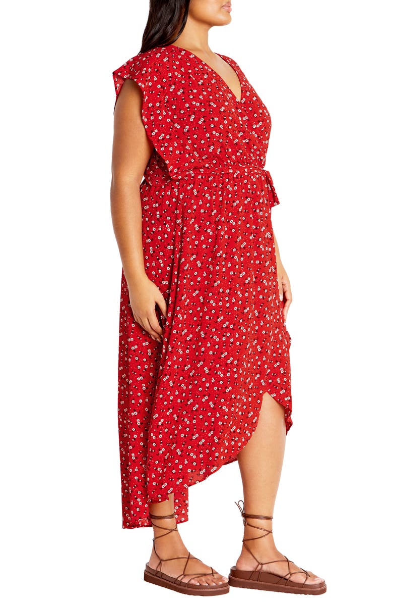 City Chic Ditsy Floral Wrap Front Maxi Dress, Alternate, color, Picnic Daisy