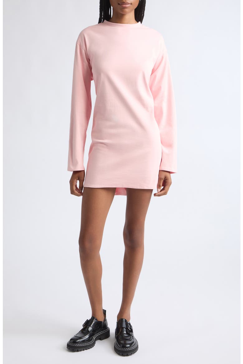 Snap Cotton T-Shirt Dress, Main, color, PINK