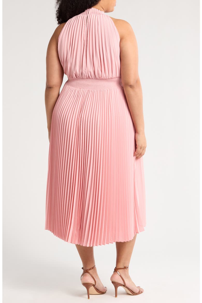 Sleeveless Pleated Satin Maxi Dress, Alternate, color, BLUSH