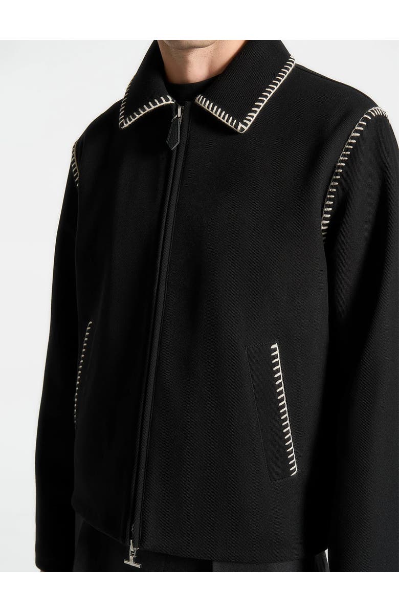 Manière De Voir Alex Whipstitch Twill Boxy Jacket, Alternate, color, Black