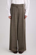 Dries Van Noten Podium Plaid Wool Crepe Wide Leg Pants