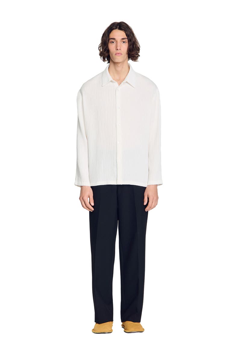 Crinkled loose-fit shirt, Main, color, White