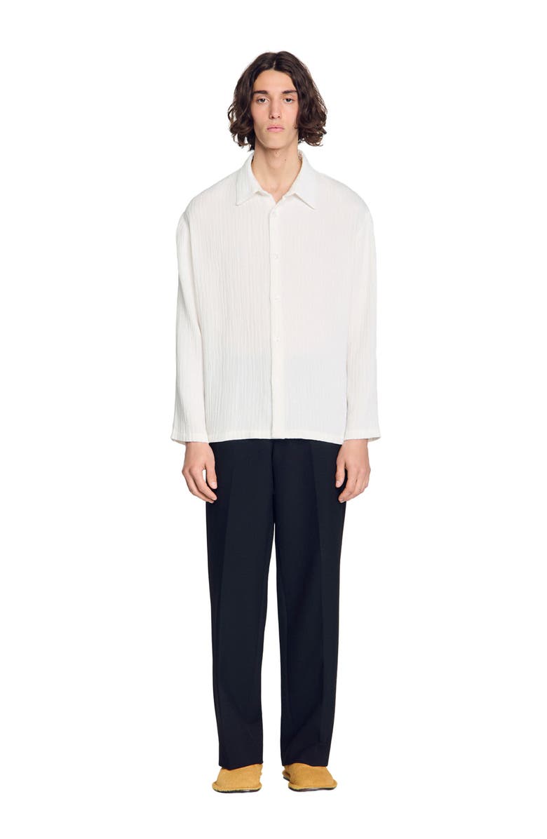 SANDRO Crinkled loose-fit shirt, Main, color, White