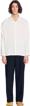 SANDRO Crinkled loose-fit shirt