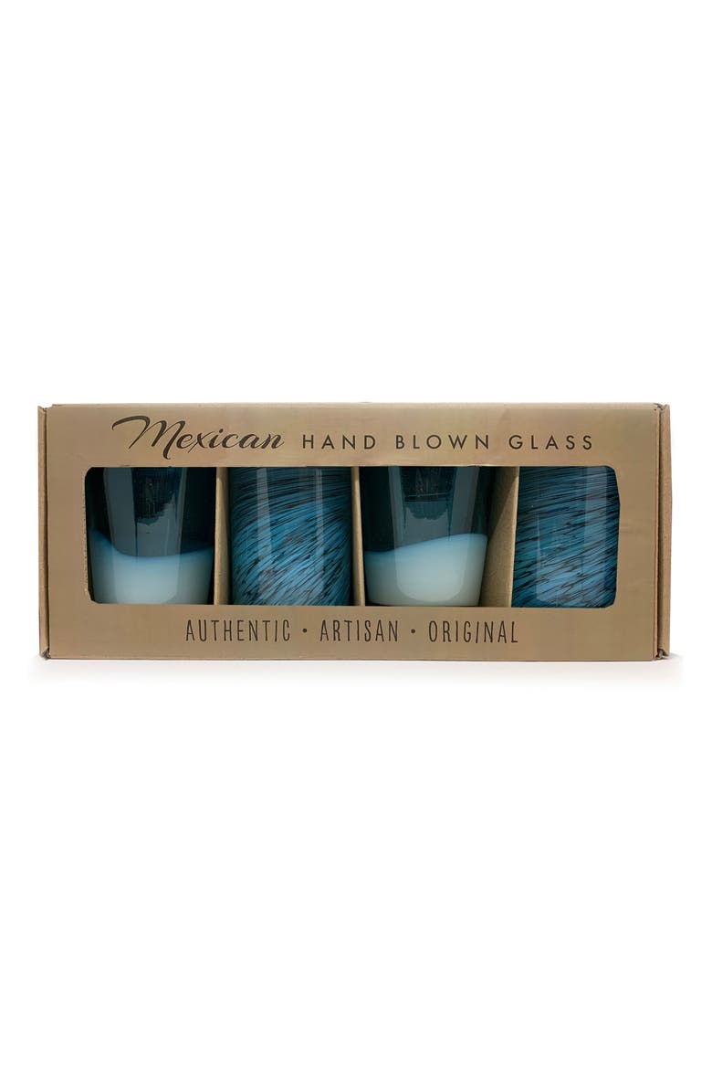 Handblown Glasses - Set of 4, Alternate, color, AQUA