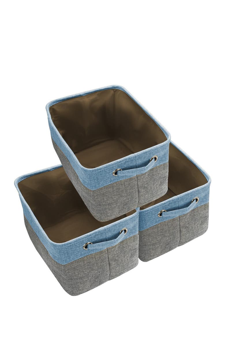 Aqua Twill Storage Basket - Set of 3, Alternate, color, AQUA
