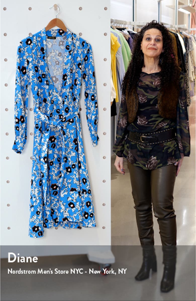 Reflection Abstract Floral Long Sleeve Wrap Dress, sales video thumbnail