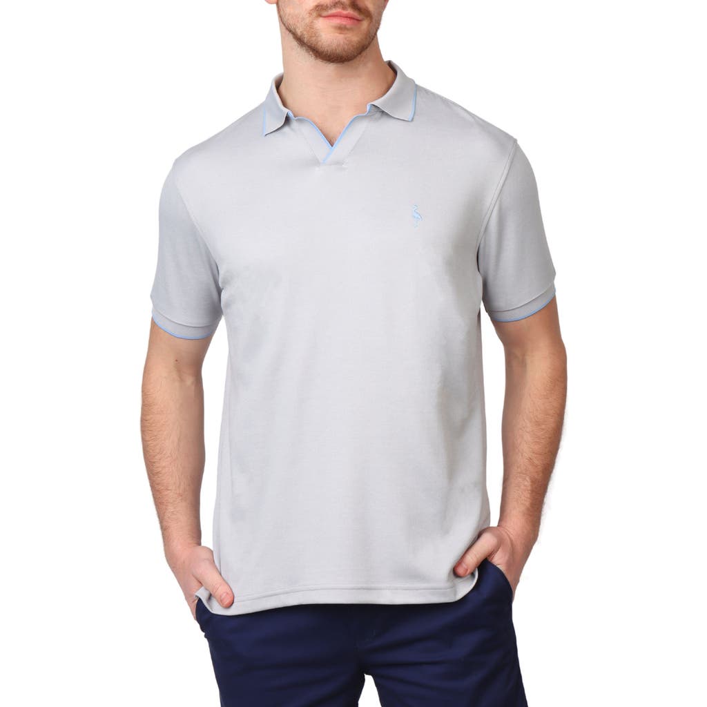 Shop Tailorbyrd Johnny Collar Micro Piqué Modal Blend Polo In Light Grey Heather
